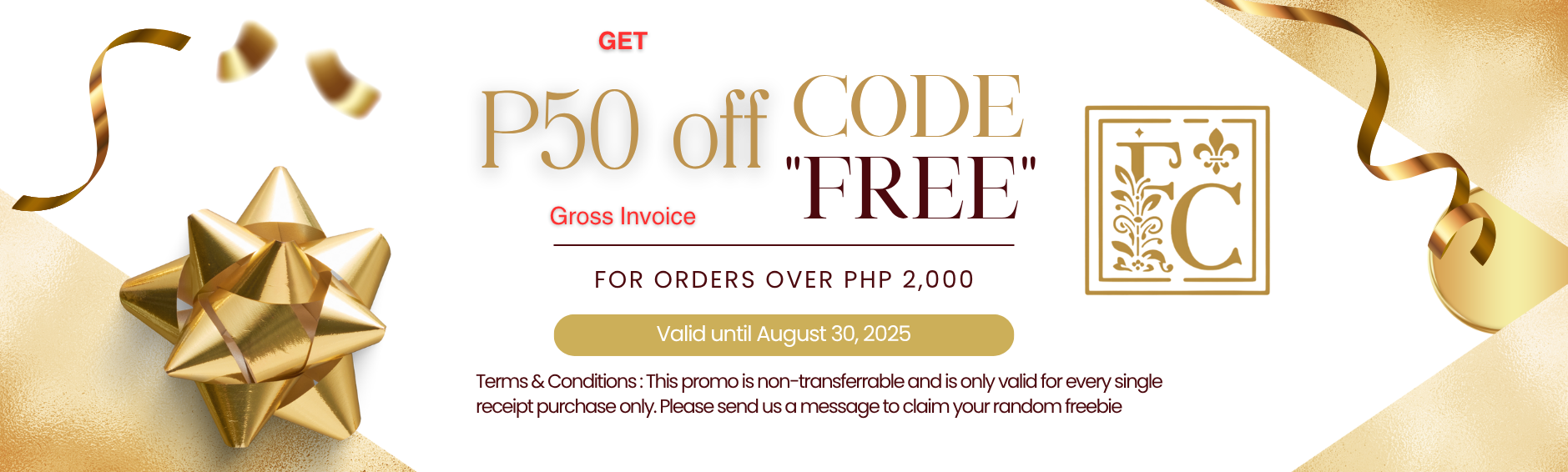 Gold Christmas Gift Voucher Ticket