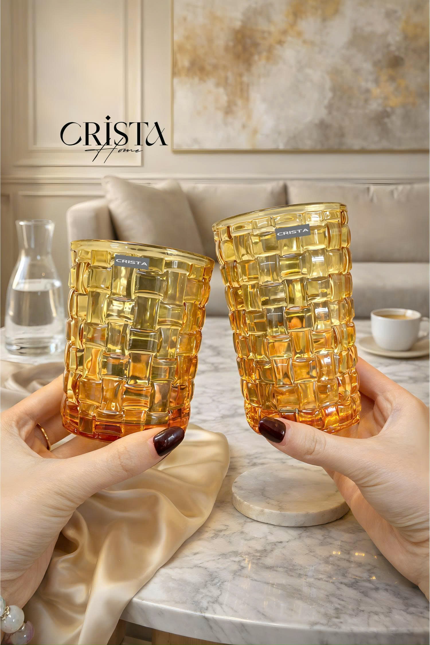 Bộ 6 cốc thủy tinh CRISTA HOME vân Caro to 350 ml_thumbnail_39
