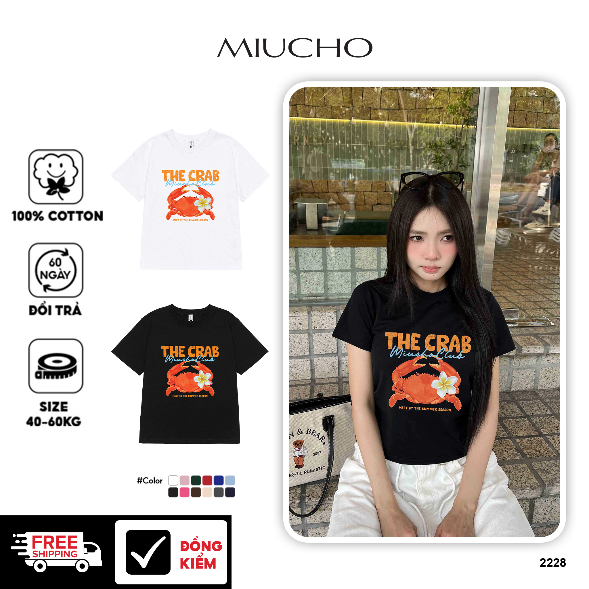 Áo baby tee form ôm hè biển 2228 Miucho cổ tròn vải cotton 4 chiều co giãn thoáng mát in mix_thumbnail_1
