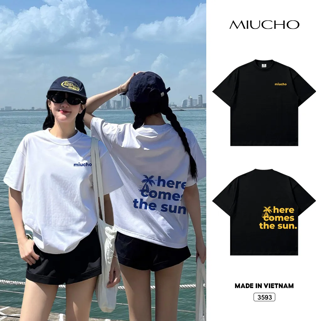 Áo thun boxy nam nữ Here Comes The Sun Miucho 3593