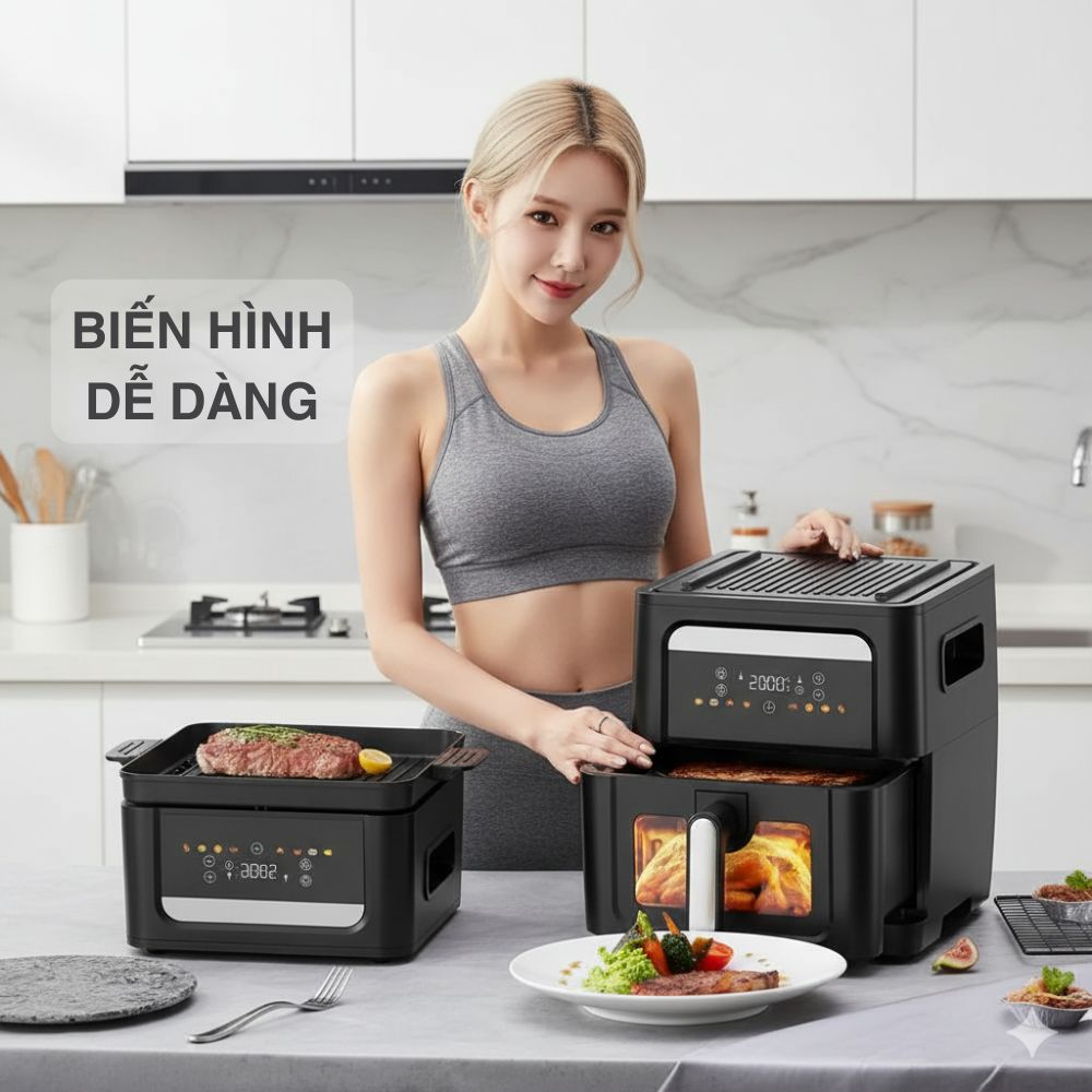 Nồi Chiên Không Dầu Kèm Vỉ Nướng 2-in-1 Mishio MK407: Nâng Tầm Món Ngon, Tiện Lợi Vượt Trội_thumbnail_5