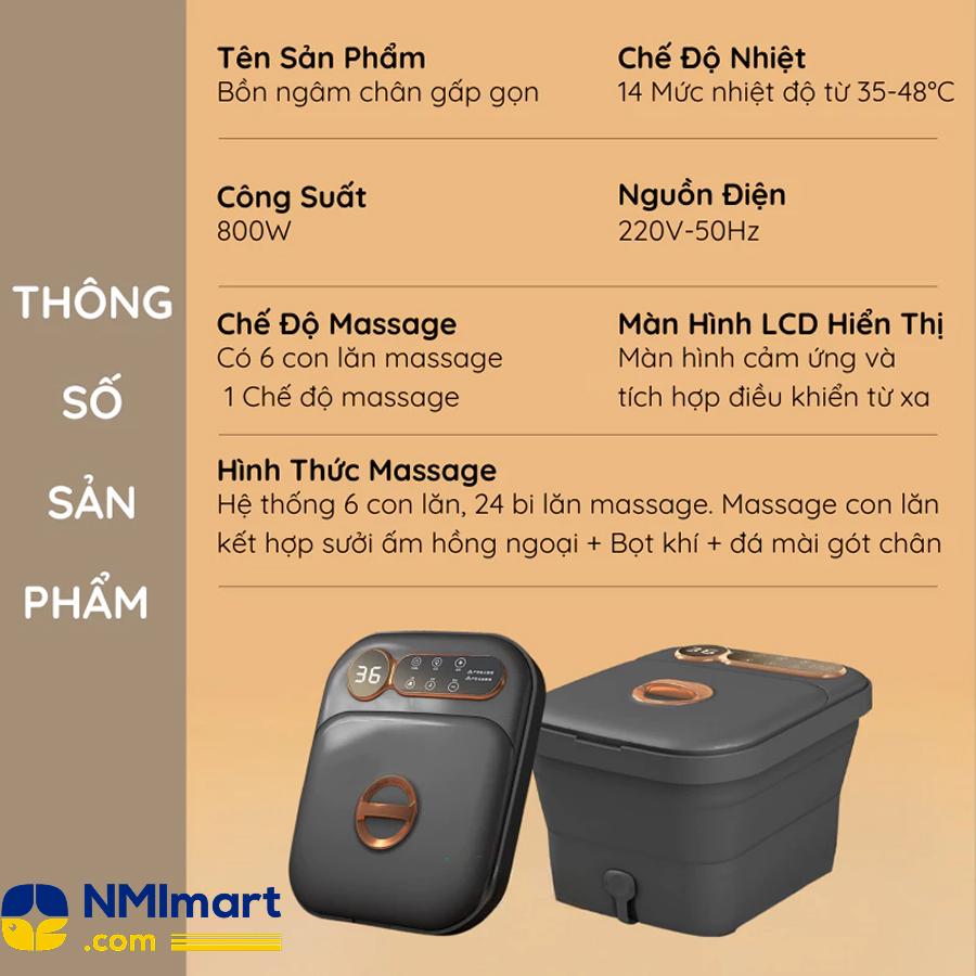 Bồn ngâm chân tích hợp massage, sục, hồng ngoại