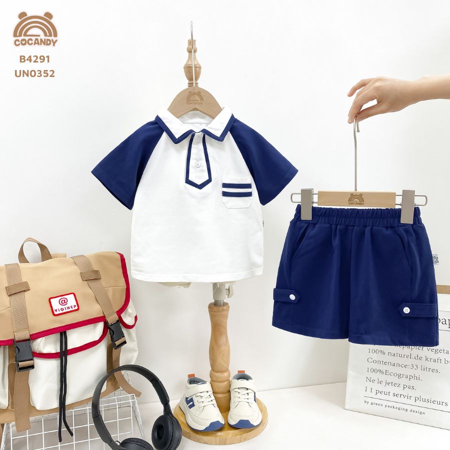 Bộ cộc TRẮNG phối xanh than giả cổ cà vạt_thumbnail_3