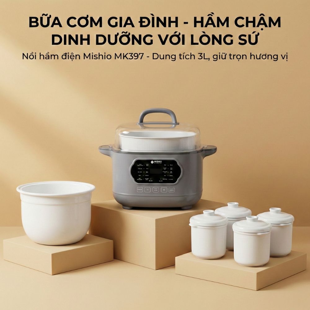 Nồi hầm lòng sứ 3L Mishio MK397