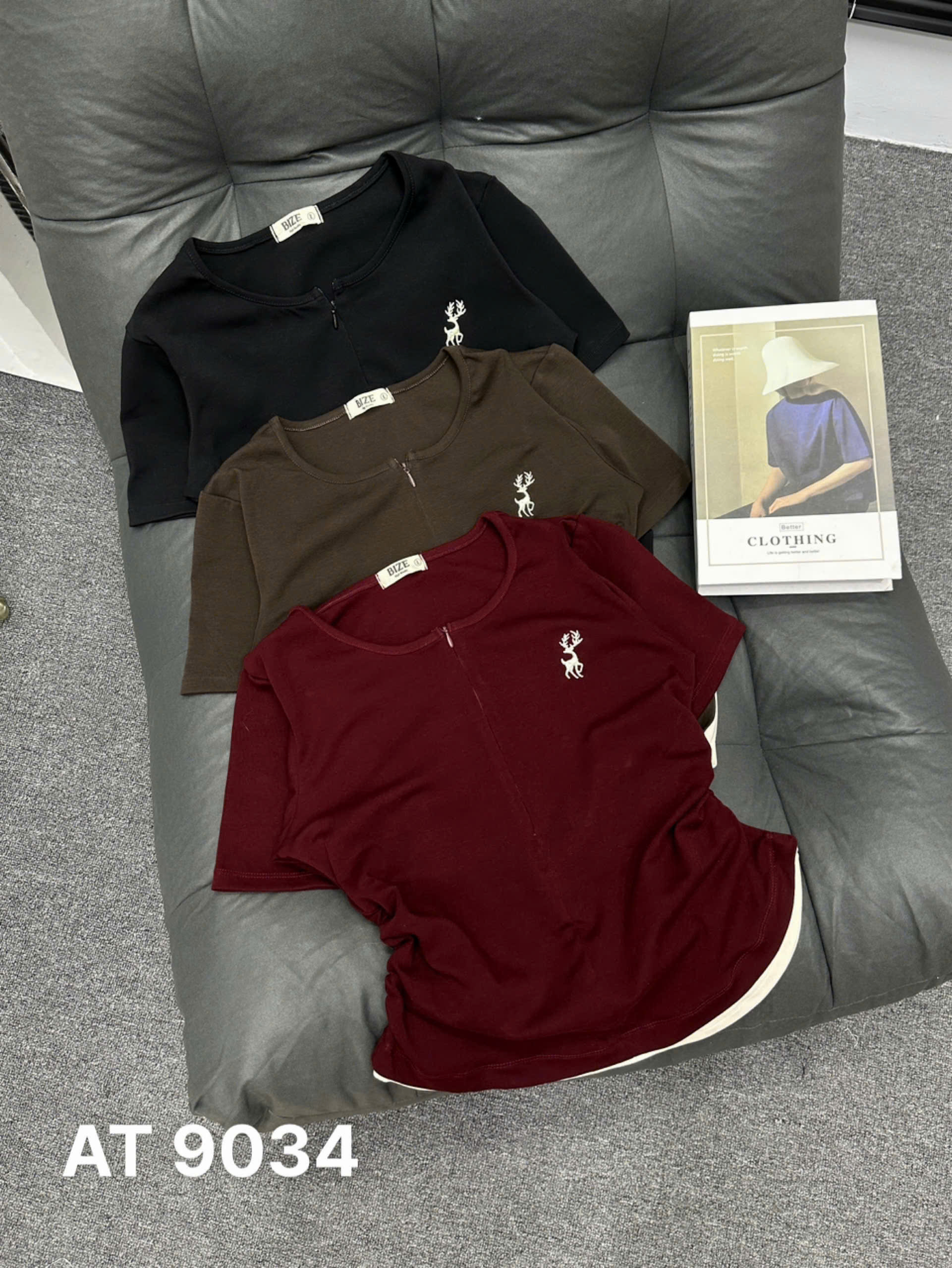 Áo thun thêu hươu phối dây kéo trước bigsize AT9034 dành cho nàng béo mập từ 55-90kg_thumbnail_7