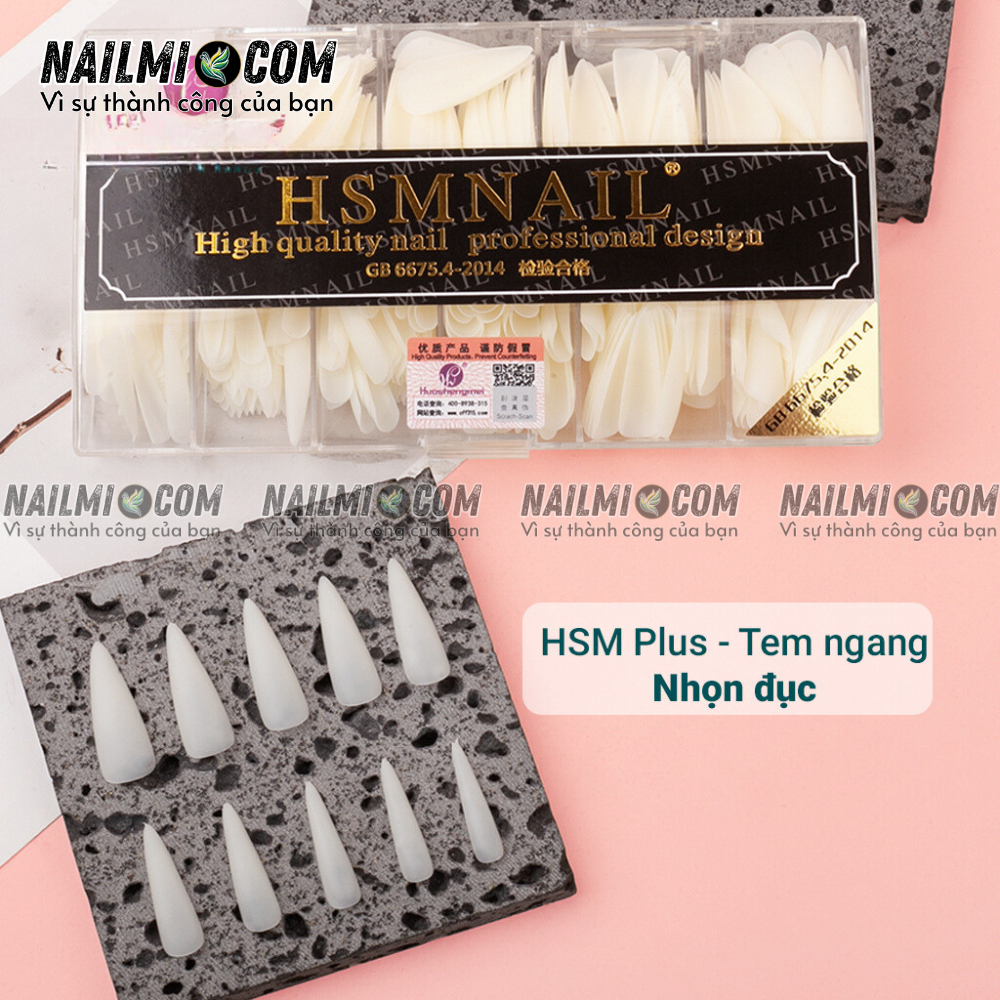 Móng úp - form nhọn dài - màu trắng đục - HSM L1 - mặt nhám sẵn