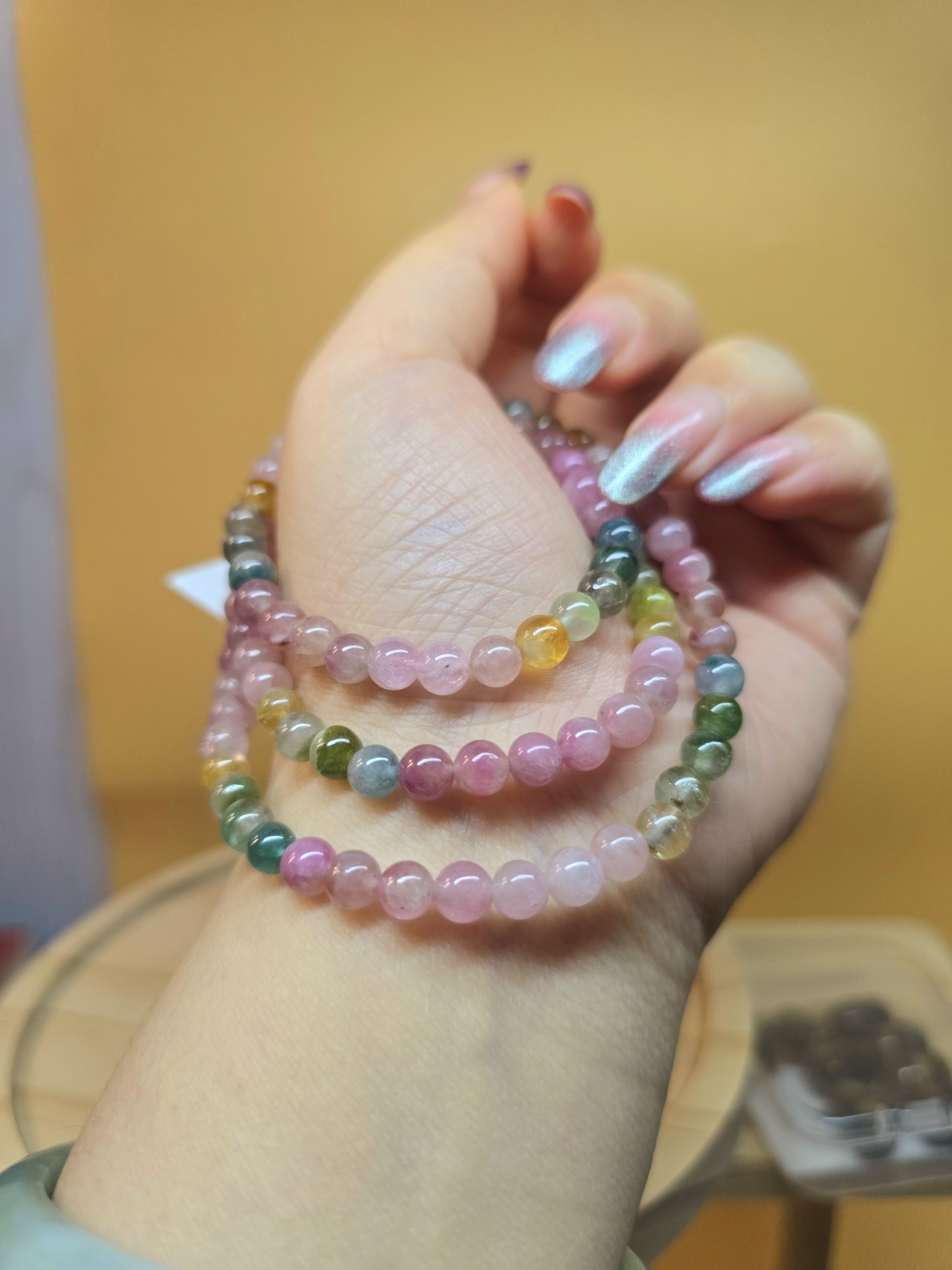 Vòng Chuỗi Quấn 3 Tourmaline Dưa Hấu Macaron Đa Sắc Premium_thumbnail_2