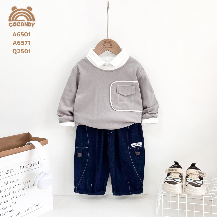 Quần dài Jean XĐẬM 2 ống phối dây cúc_thumbnail_1