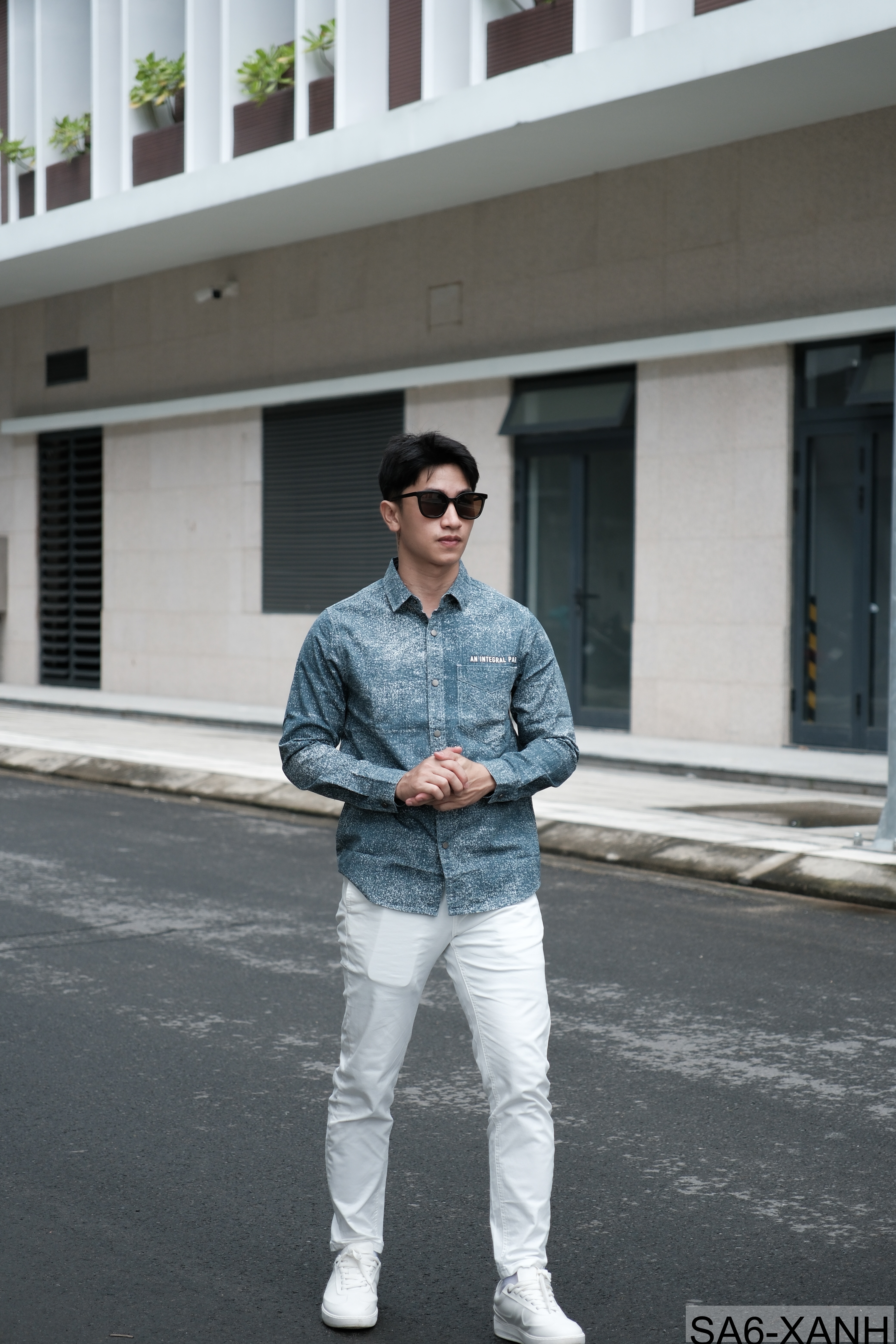 SA6 - Áo sơ mi nam tay dài họa tiết vintage phong cách streetwear, form rộng thoải mái