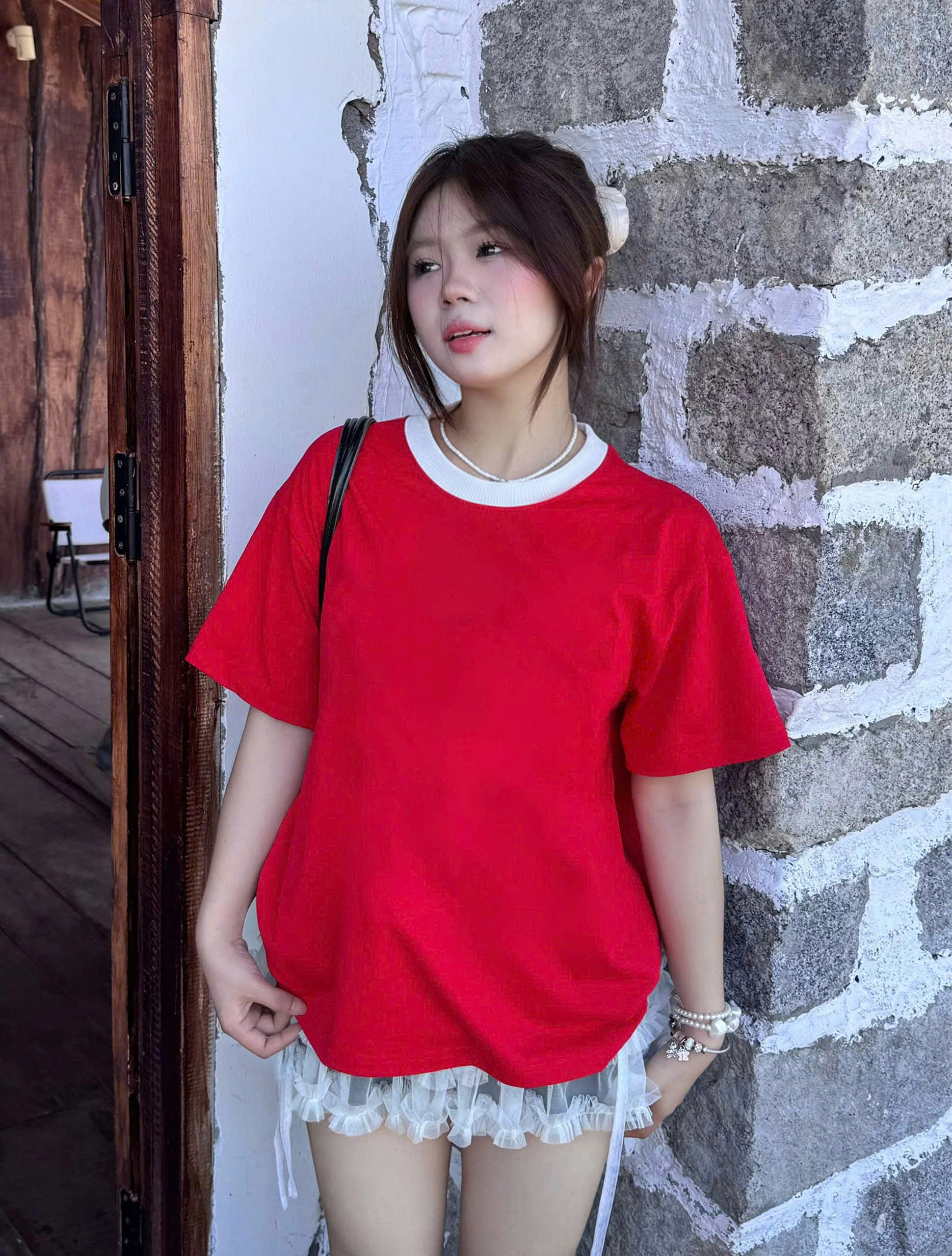 Áo thun boxy trơn phối cổ mix màu Miucho vải dày dặn thoáng mát ATT00069_thumbnail_6