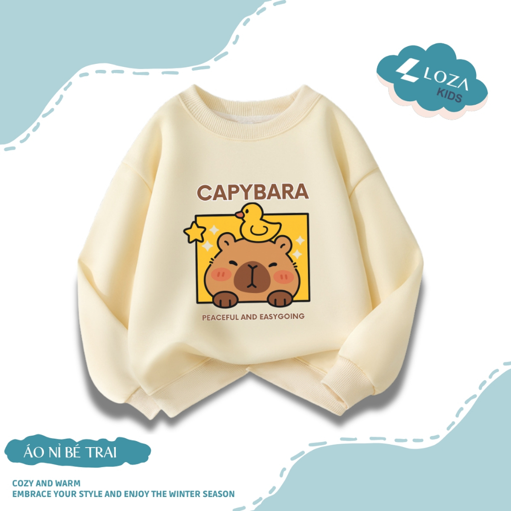 Áo sweater bé trai in hình Capybara nhiều hình đáng yêu - Loza Kids IN006_thumbnail_0