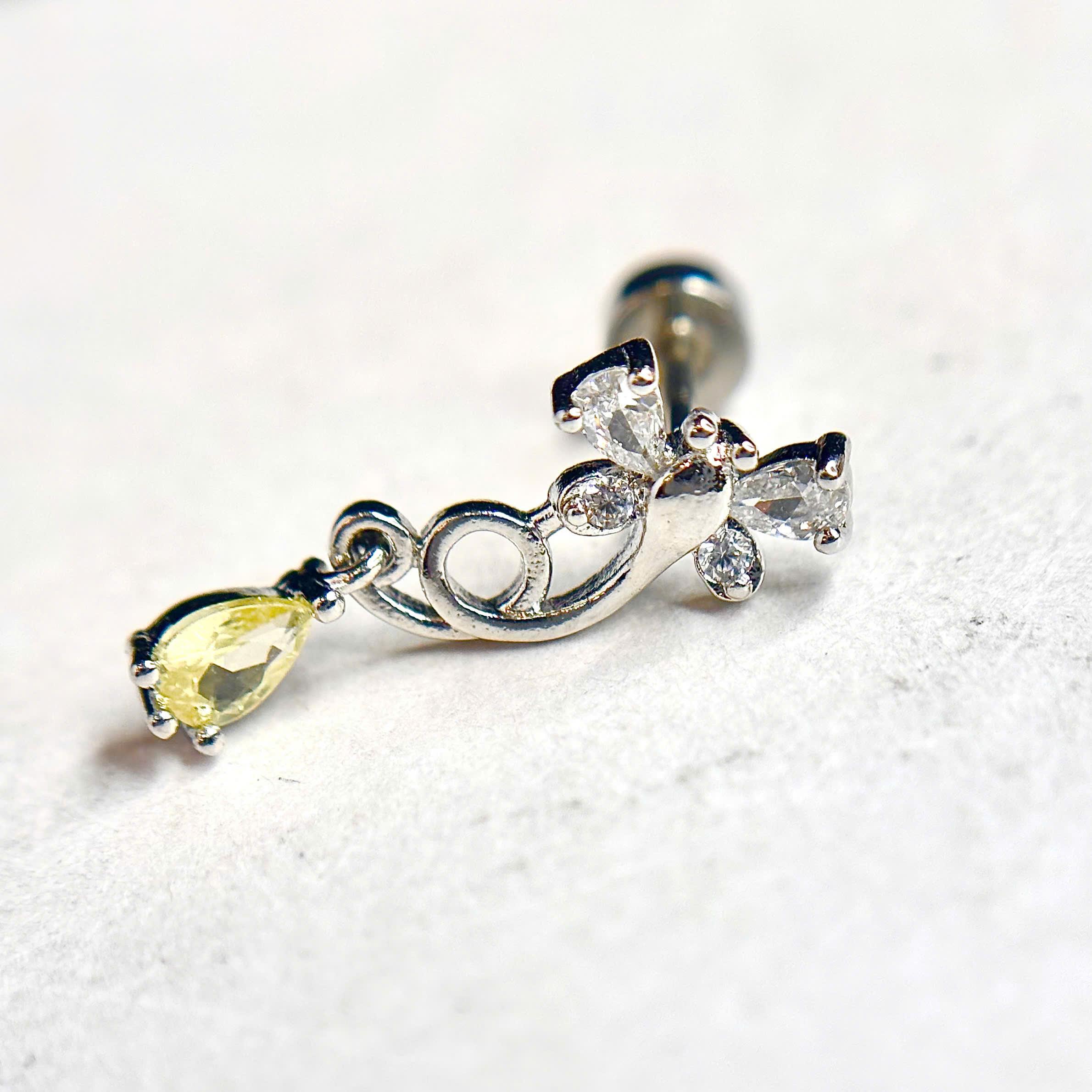 Khuyên kiểu chuồn chuồn đá vàng rơi bi