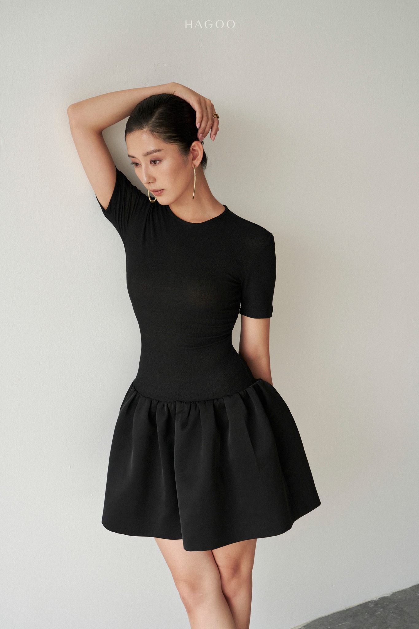 Váy xoè thun phối tafta lụa HAGOO_thumbnail_3