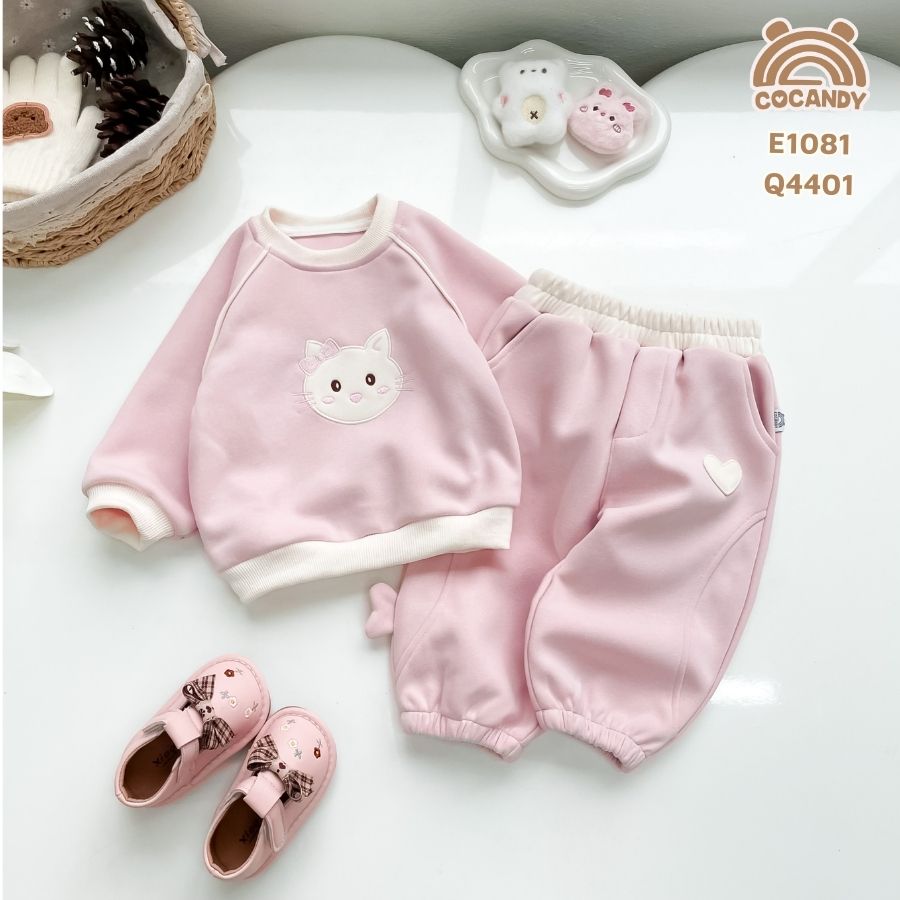 Áo dài nỉ HỒNG họa tiết mèo_thumbnail_1