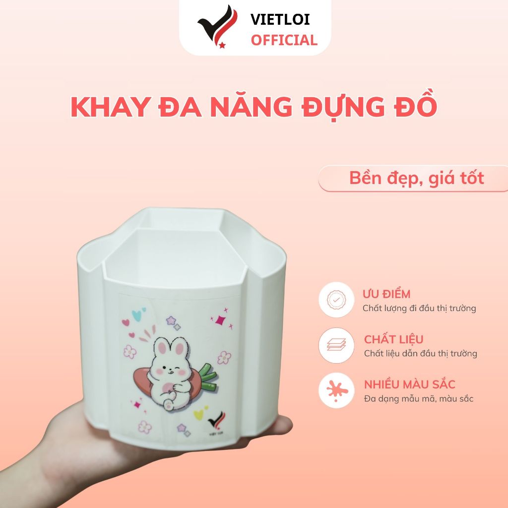 Khay đa năng đựng đồ dùng học tập, nhiều ngăn, xoay được - VIỆT LỢI - VL209