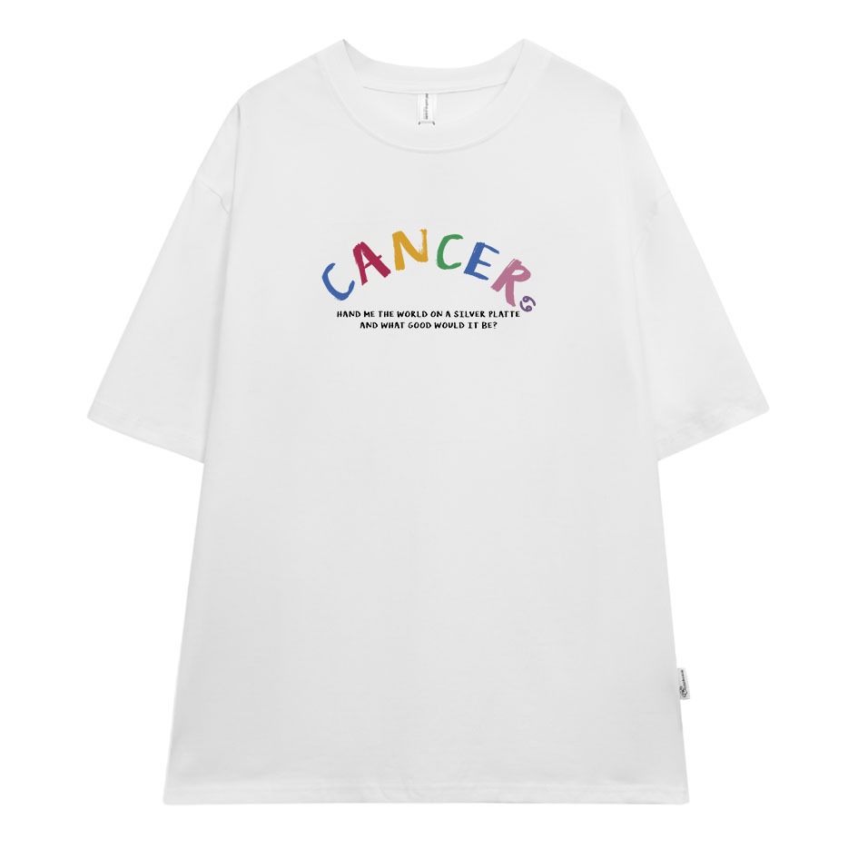 Áo thun nữ form rộng ATD375 cung hoàng đạo Cự Giải CANCER Miucho cotton cổ tròn in typography