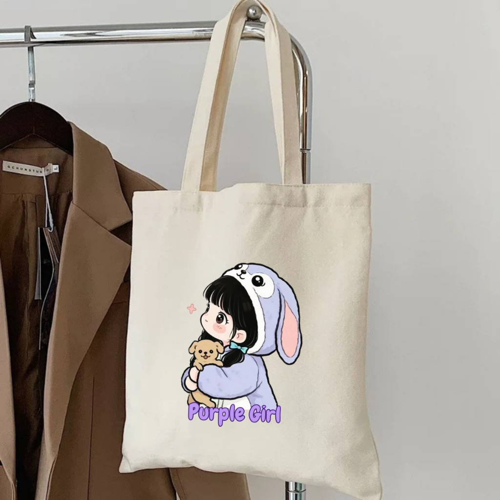Túi tote vải canvas We Tee hình cô gái hottrend đội mũ thỏ trắng, có khóa kéo và ngăn phụ - WTU09_thumbnail_11
