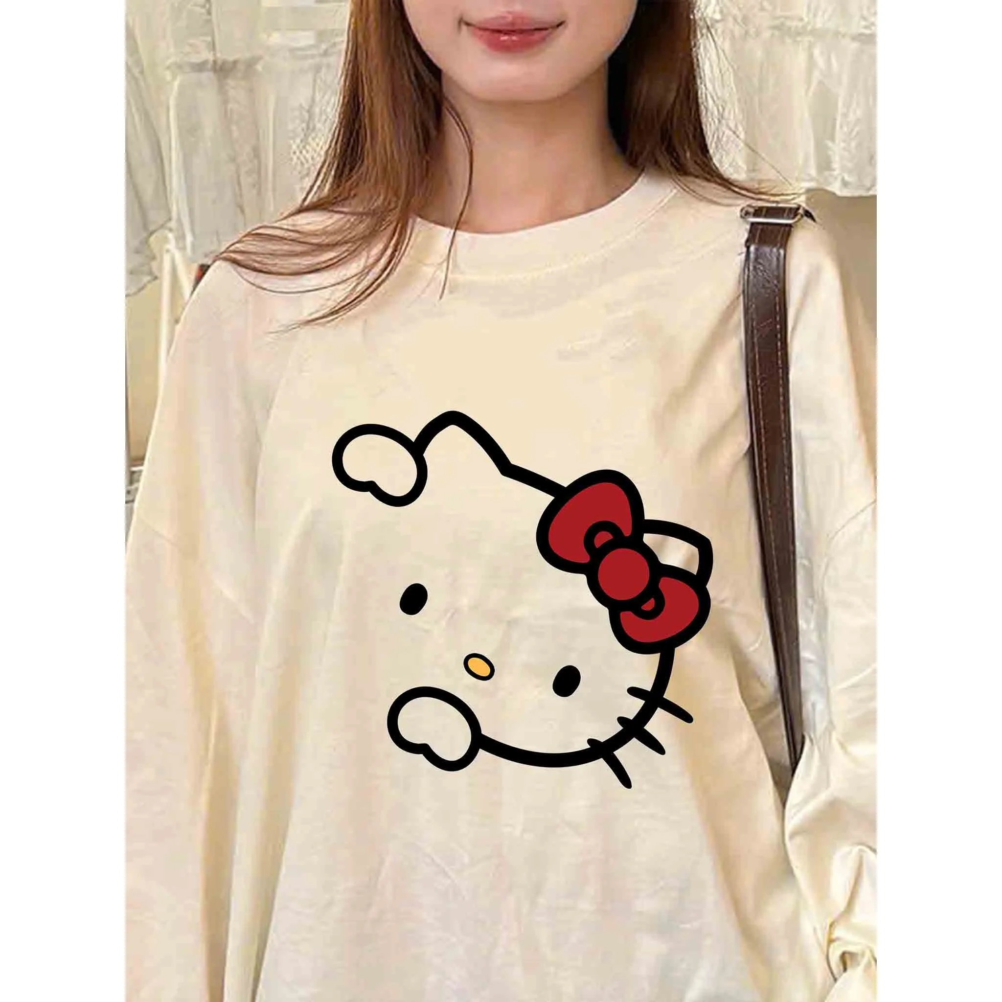 Áo thun nữ form boxy tay dài Miucho cotton dày dặn thoáng mát cổ tròn Hello Kitty in mix 2774_thumbnail_4