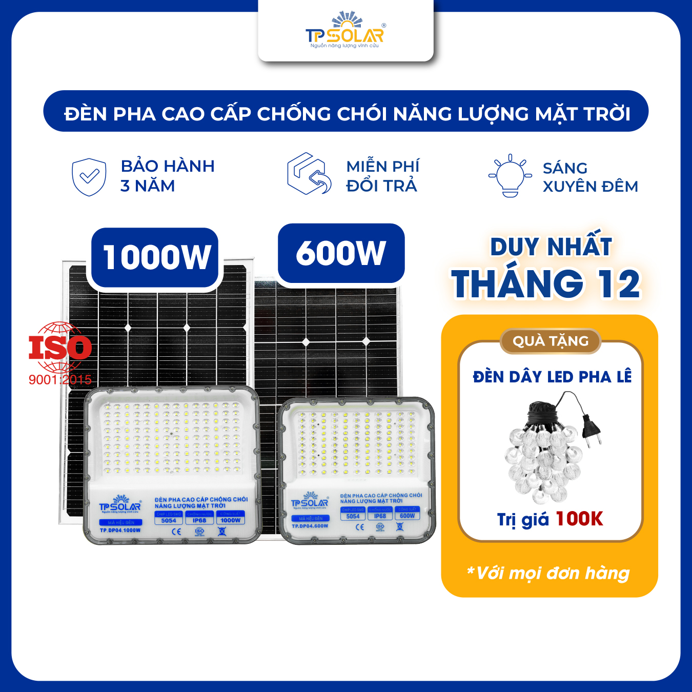 Đèn pha cao cấp chống chói năng lượng mặt trời (TP.DP04.600 / TP.DP04.1000)