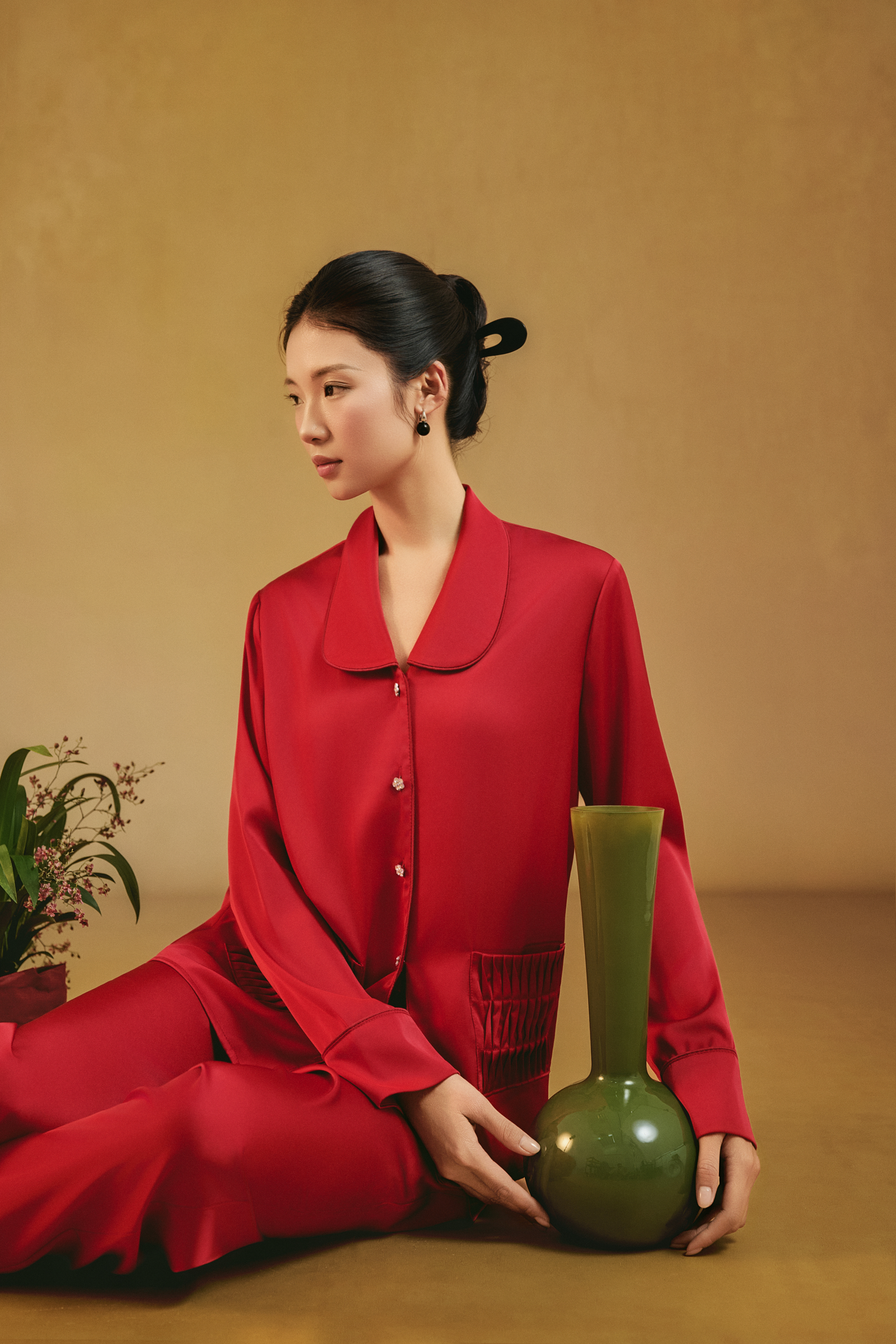 Bộ Lụa Áo Dài Tay, Quần Dài BN672_thumbnail_5