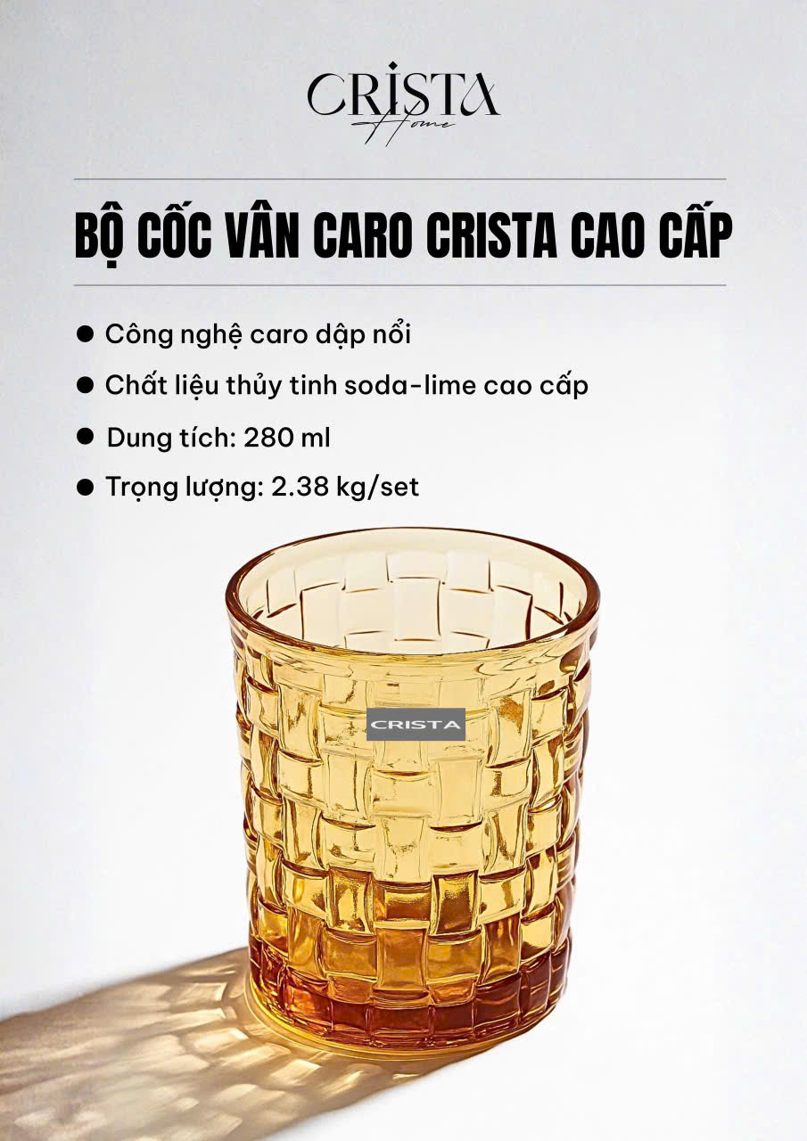 Bộ 6 cốc thủy CRISTA HOME tinh vân caro 280ml_thumbnail_57