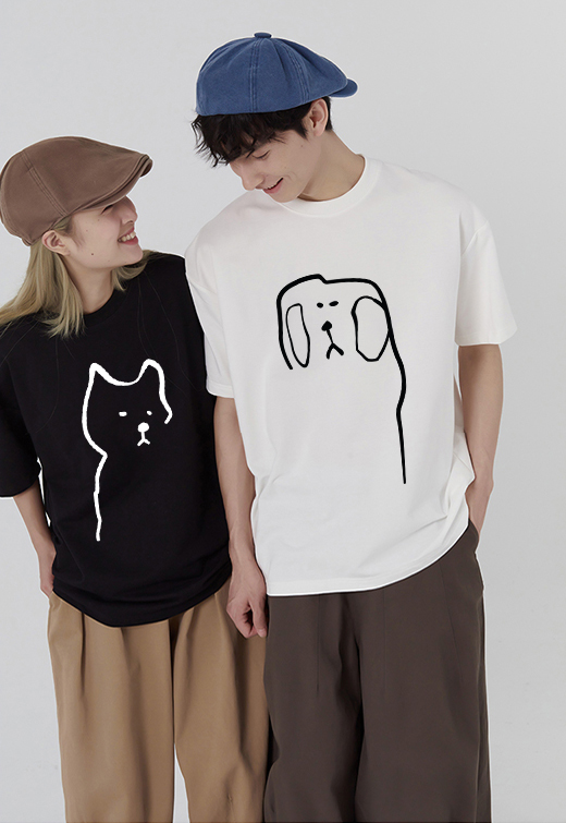 Áo thun cặp đôi couple đáng yêu from rộng ATD1371 Miucho vải cotton cổ tròn in artwork_thumbnail_6