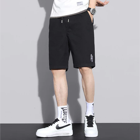 Quần Short Nam ECOLLECT Vải Denim Xước Co Giãn, Phom Ngang Gối Dáng Rộng Thời Trang_thumbnail_3