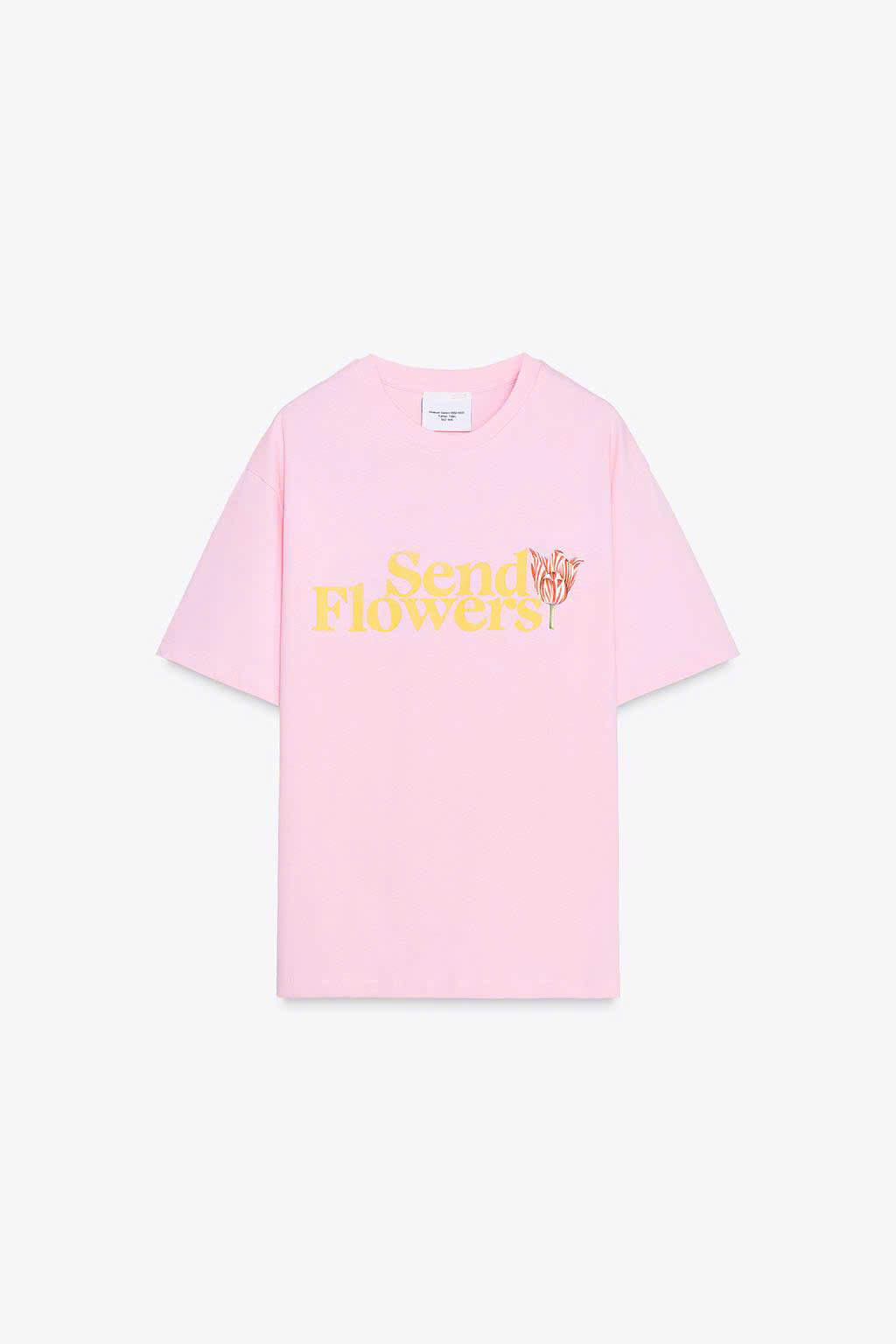 HA577 - Áo thun hồng nhạt in chữ hoa sau