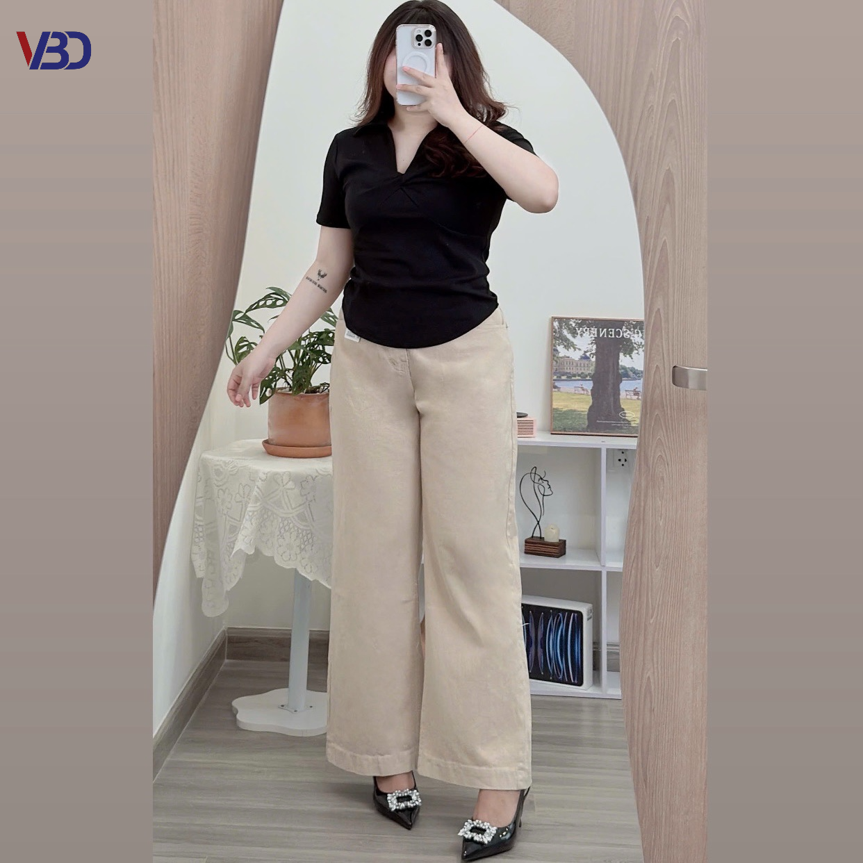 Aó thun xoắn ngực cổ V bigsize AT6003 dành cho nàng béo mập từ 55-90kg_thumbnail_3