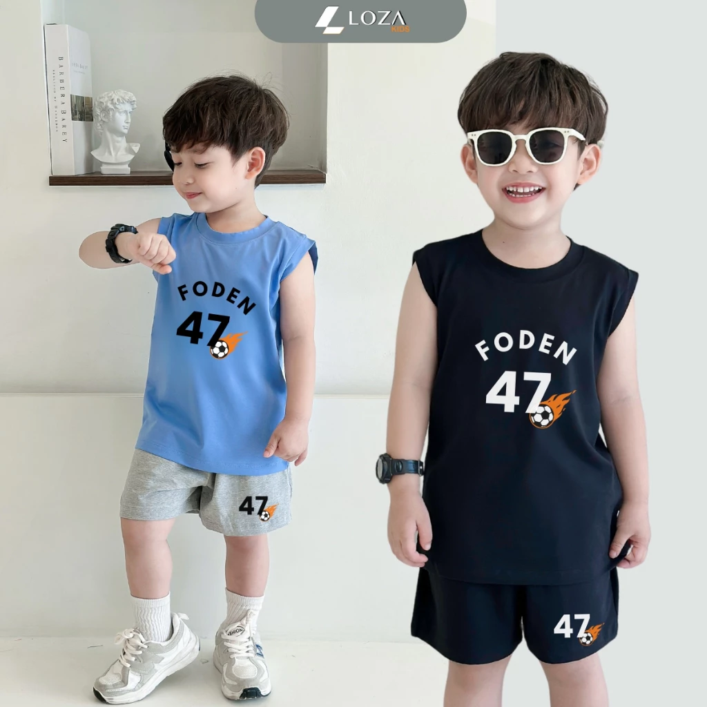 Bộ ba lỗ cho bé trai số 47 FODEN size từ 15-40kg - Bộ quần áo sát nách cho trẻ em nam Loza Kids BL376