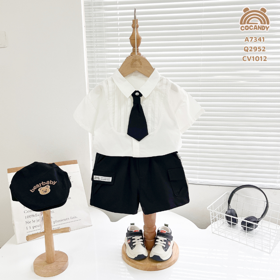 Áo cộc sơ mi TRẮNG ngực vuông xếp ly_thumbnail_0