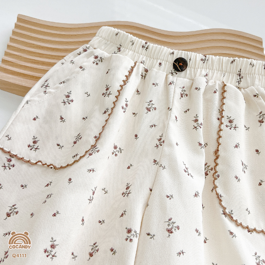 Quần dài suông BE hoa nhí nâu chỉ sóng_thumbnail_3