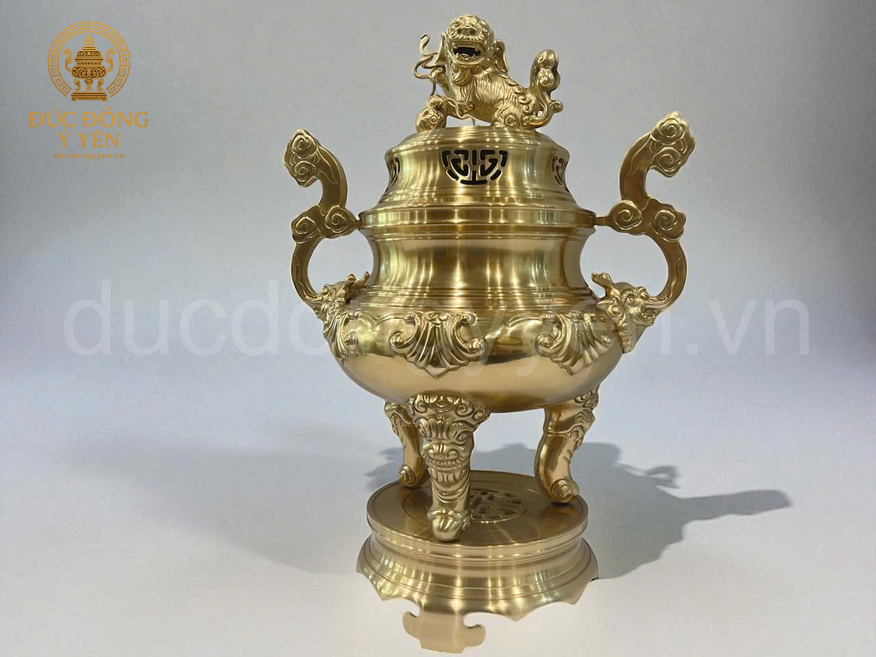 Bộ đỉnh thờ tam sự hoa sòi cao 60cm đúc đồng cát tút nguyên chất _thumbnail_4