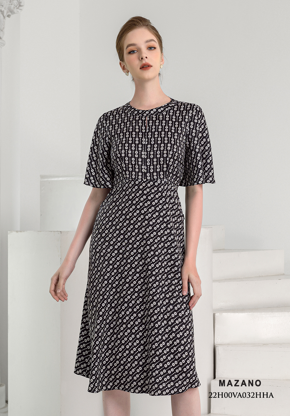 Đầm eo cao tay rủ thắt nơ lưng trang trí_thumbnail_1