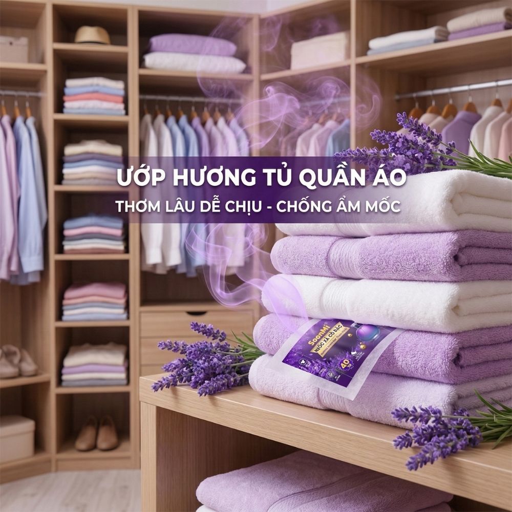 Giấy Thơm Quần Áo SoonMi Hương Lavender - chuyên dụng máy giặt sấy, máy sấy quần áo, khử mùi xe hơi, thơm tủ áo_thumbnail_10