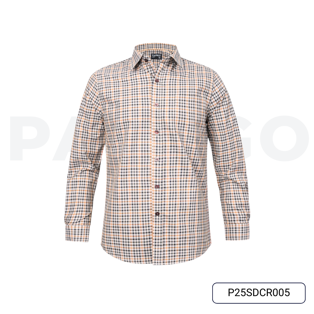 [MỚI] Áo Sơ Mi Nam Trung Niên PAPAGO Sọc Caro Tay Dài Lai Ngang Vải Cotton Mát Mẻ - P25SDCR005