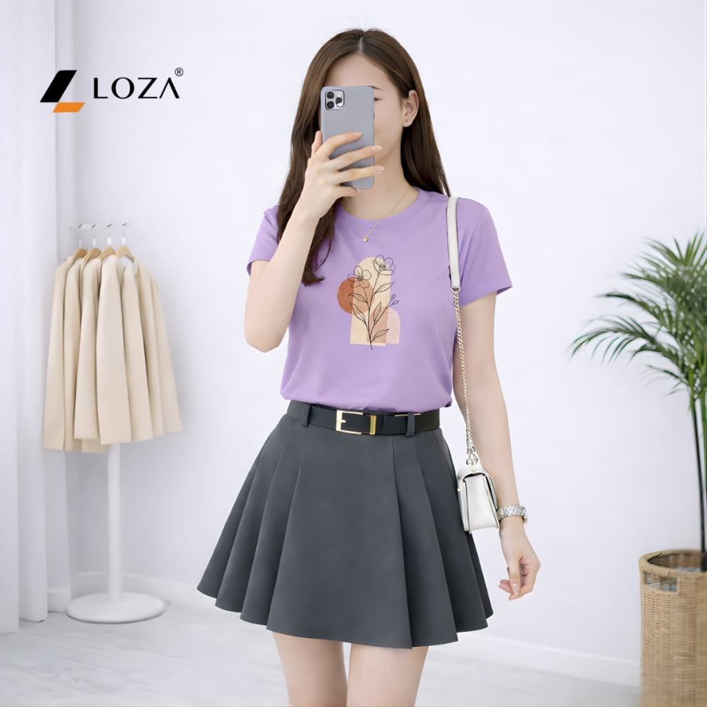 [Form vừa] Áo phông nữ dáng vừa hình cành hoa - Loza VT8469_thumbnail_1