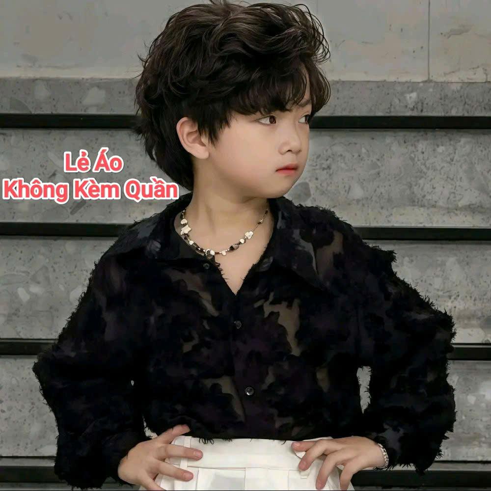 Áo Sơ Mi Lông Đen, Quần Suông Trắng Đai Chéo Ống Rộng Cho Bé Trai, Bé Gái._thumbnail_9