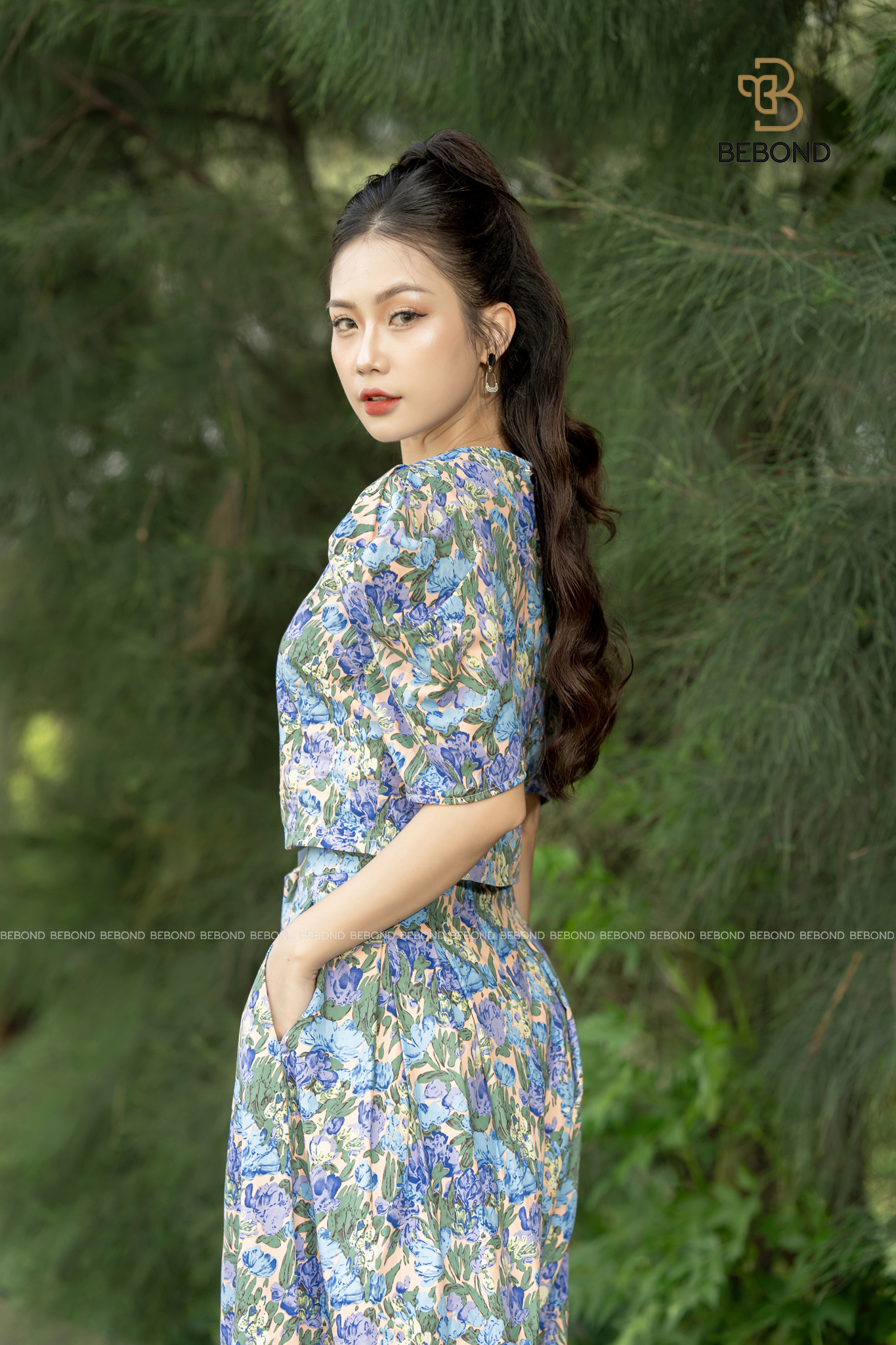 Set đầm họa tiết hoa xanh PANSY_thumbnail_1