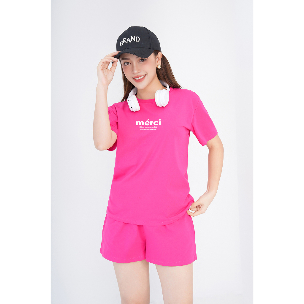 [Form Rộng] Đồ bộ nữ mặc nhà cotton 4 chiều in chữ Merci - Set quần áo nữ mùa hè- LOZA BR6286_thumbnail_3