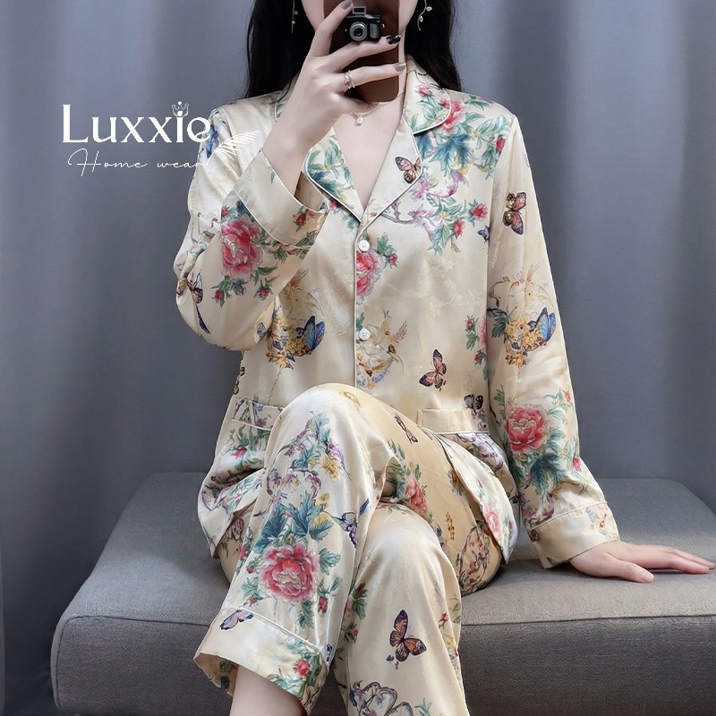N136 Pijama lụa hoa nền be_thumbnail_2