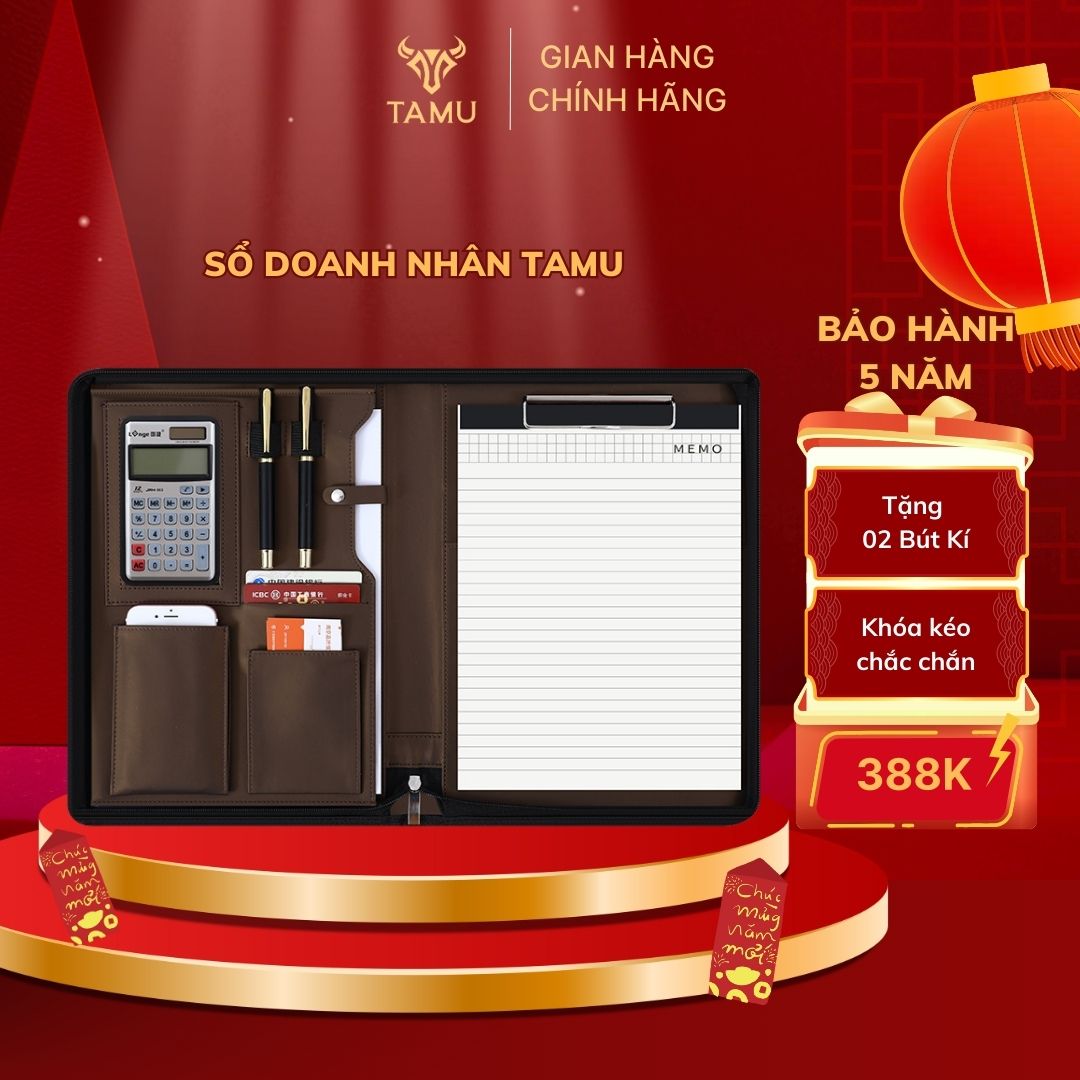 Sổ Tay Doanh Nhân TAMU Tặng Kèm Bút Kí và Giấy Chống Mỏi Mắt Đựng Laptop 14inch