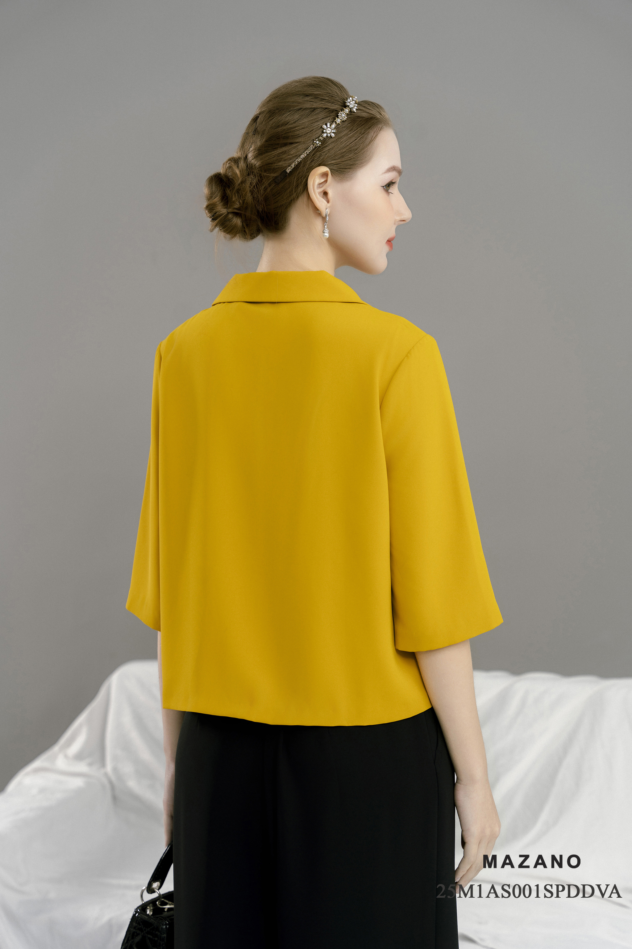 Áo suông cài khuy Đắp hoa Cổ bẻ Tay lỡ Dài áo qua eo- Mã AS001CTVA_thumbnail_4