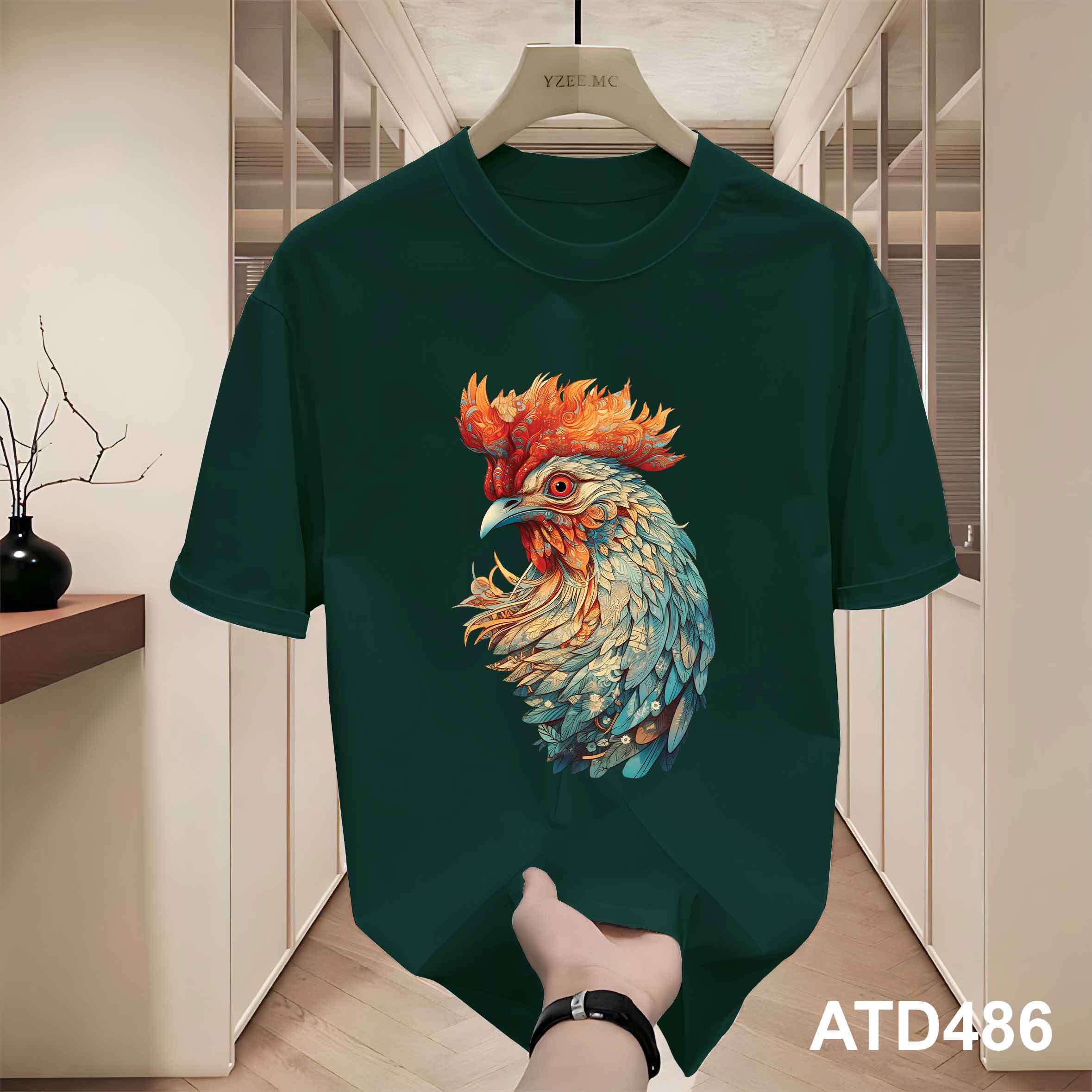 Áo thun nam form rộng 12 con giáp tuổi Dậu ATD486 Miucho Iconic cotton cổ tròn in graphic_thumbnail_4
