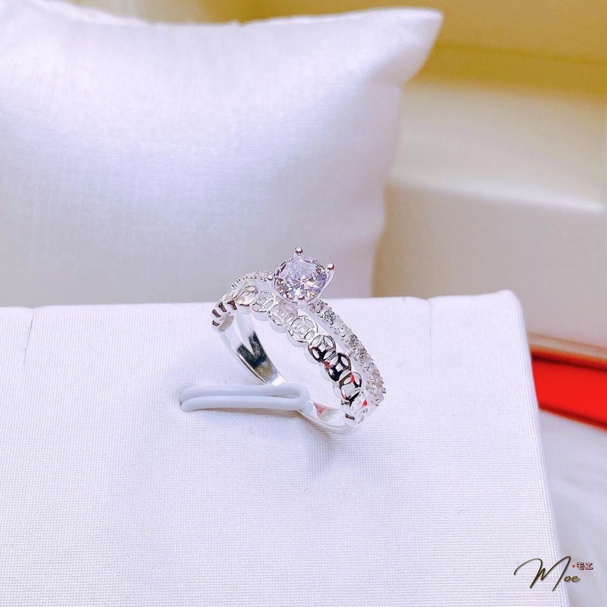 N147 - Nhẫn kim tiền kép dải đá kim cương_thumbnail_2