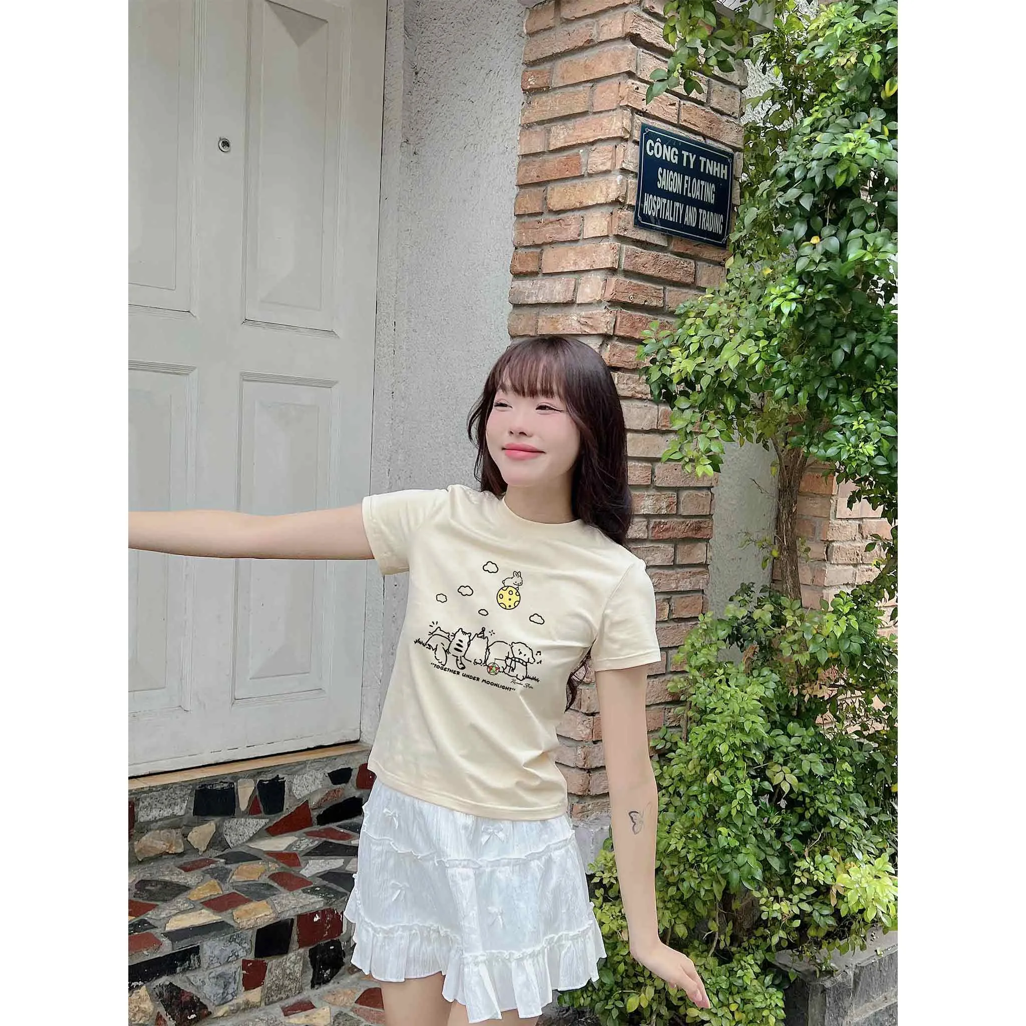 Áo baby tee nữ hình thú đáng yêu 2613 Miucho tay ngắn cổ tròn vải cotton thoáng mát in mix_thumbnail_3