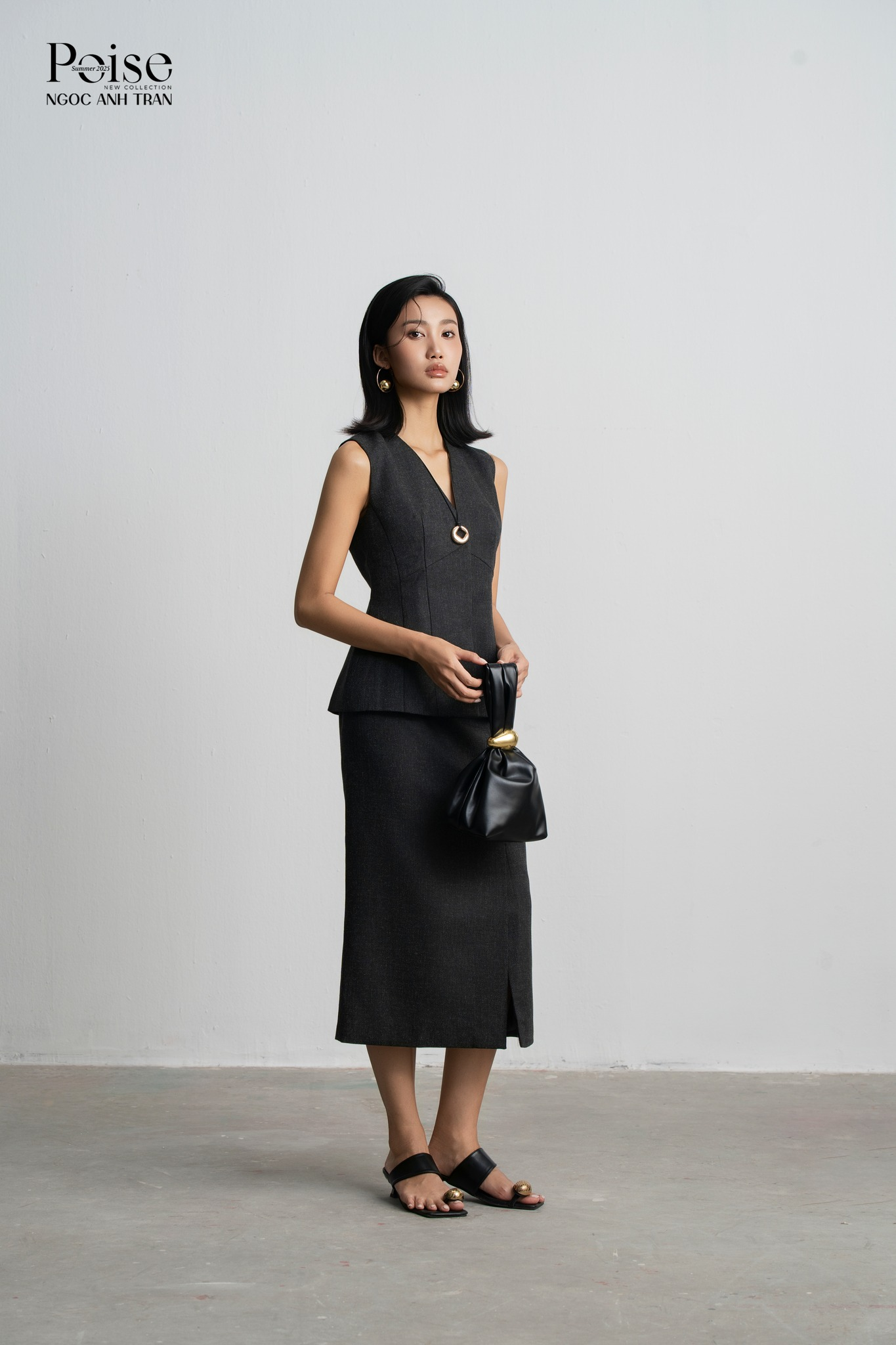 Set A161 - Set gile xám kèm chân váy