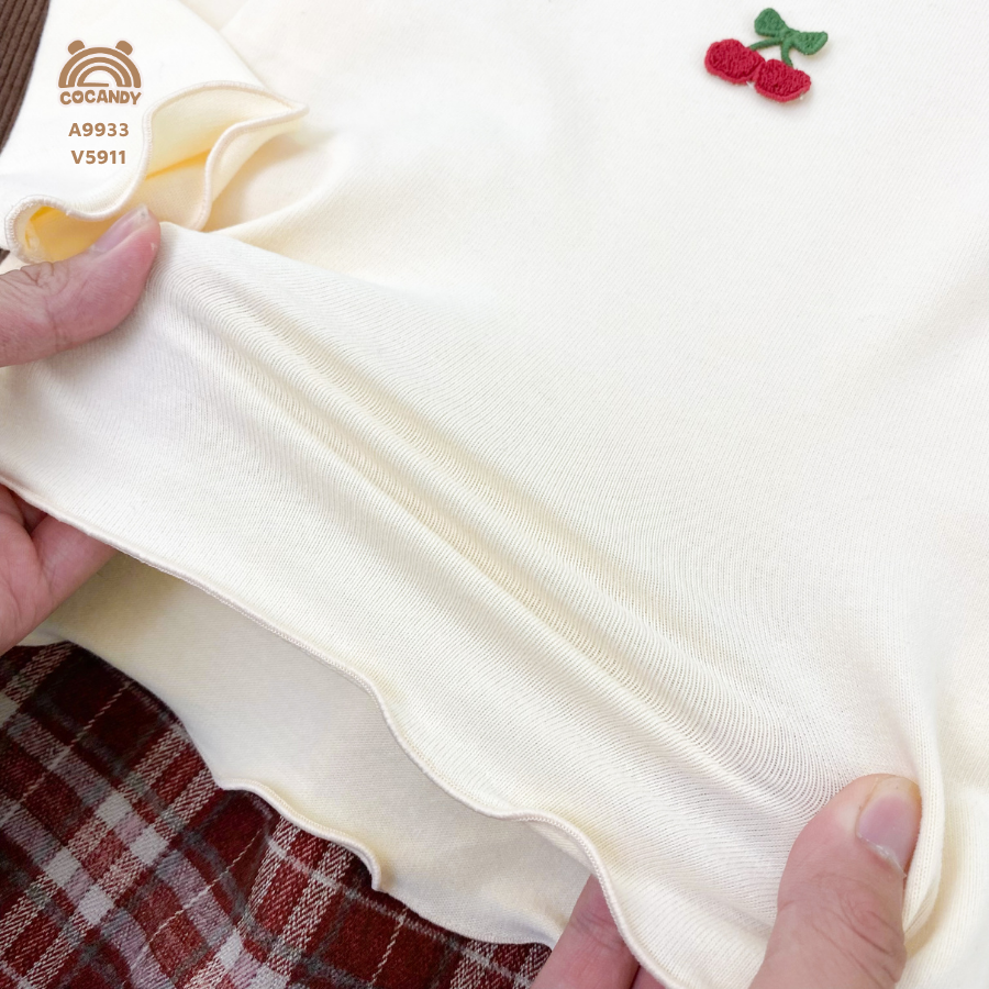 Áo dài BE ĐẬM bèo sóng phối cherry_thumbnail_4