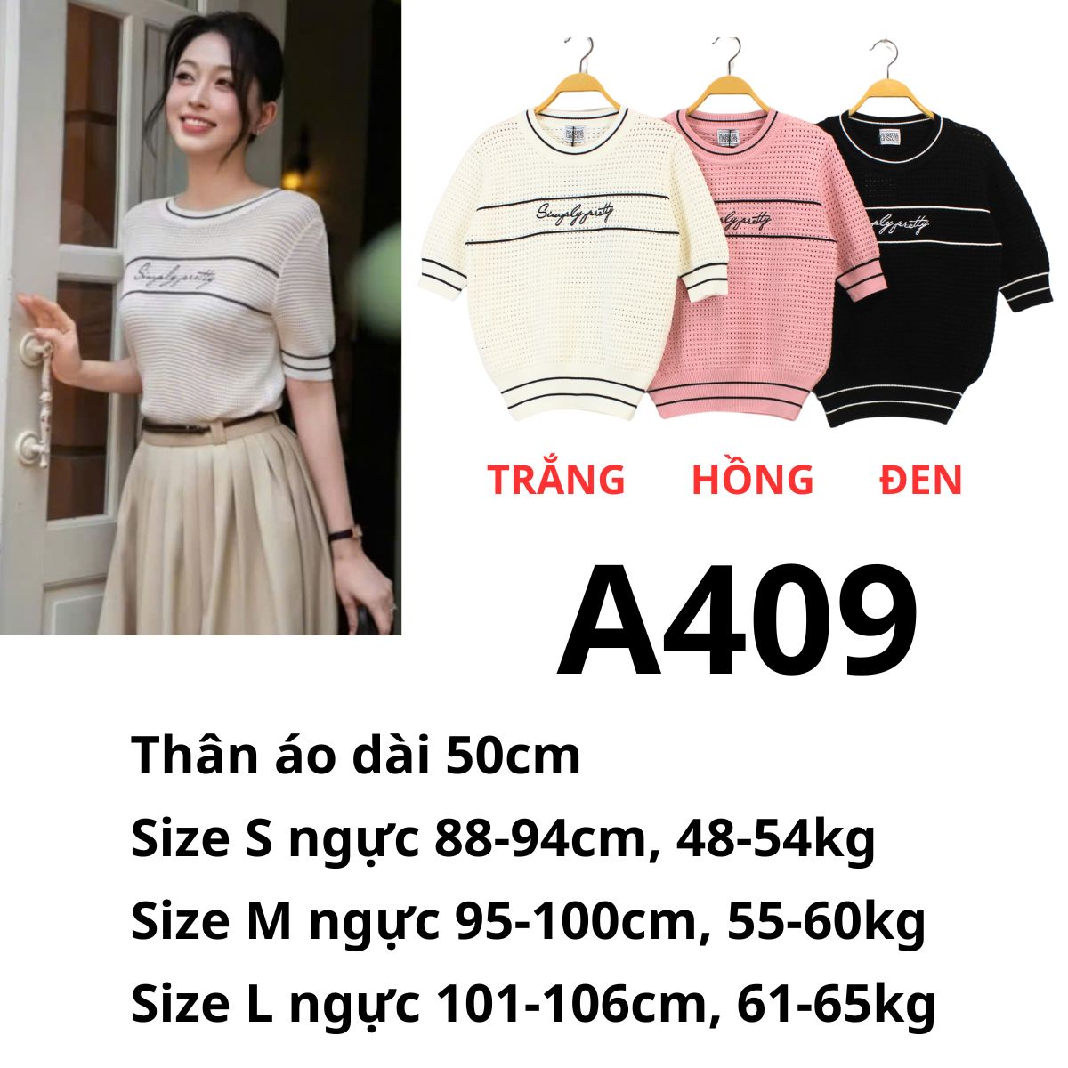 A409 Áo len lỗ 4 mùa