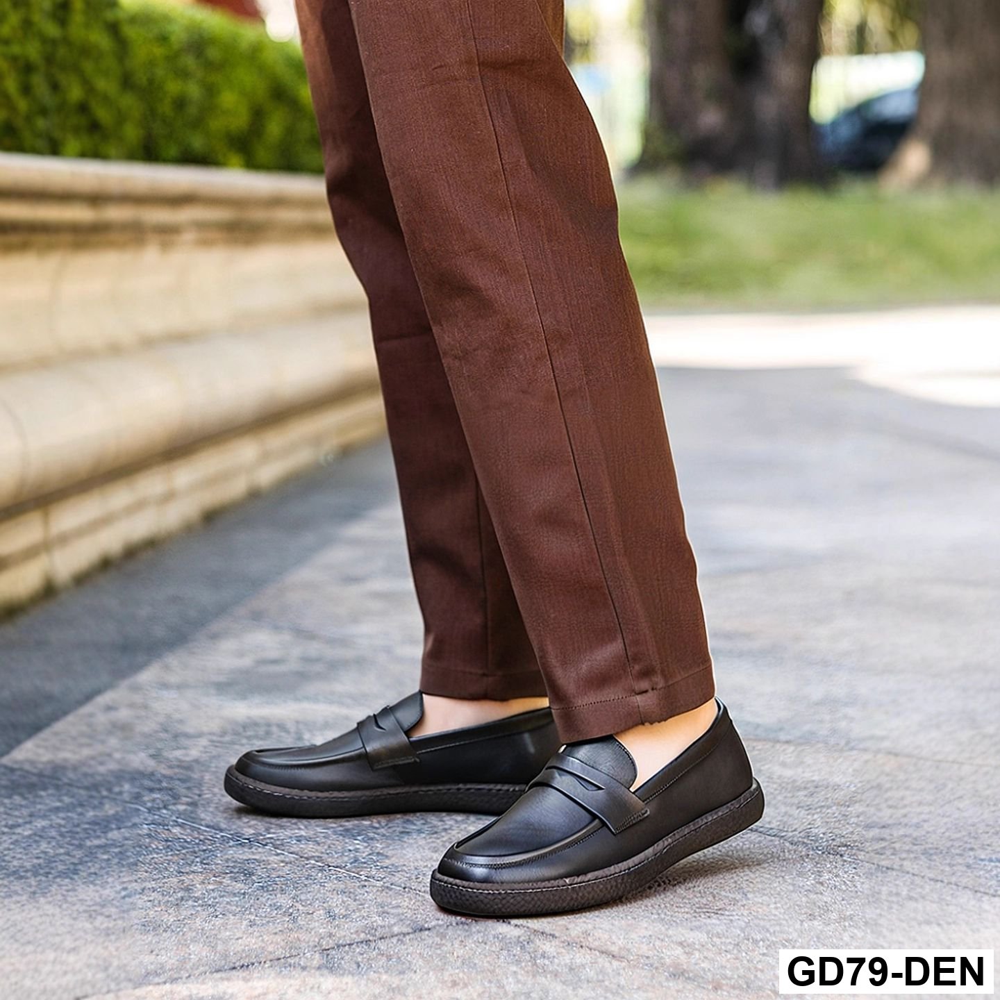 GD79 - Giày lười nam da bò lớp một, da thật, giày da bóng màu retro, giày lười nam đế mềm, thoáng khí, thấm hút mồ hôi